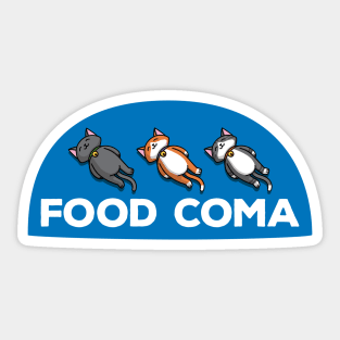 Sleepy Cartoon Cats in the Food Coma - version for the light bg Sticker